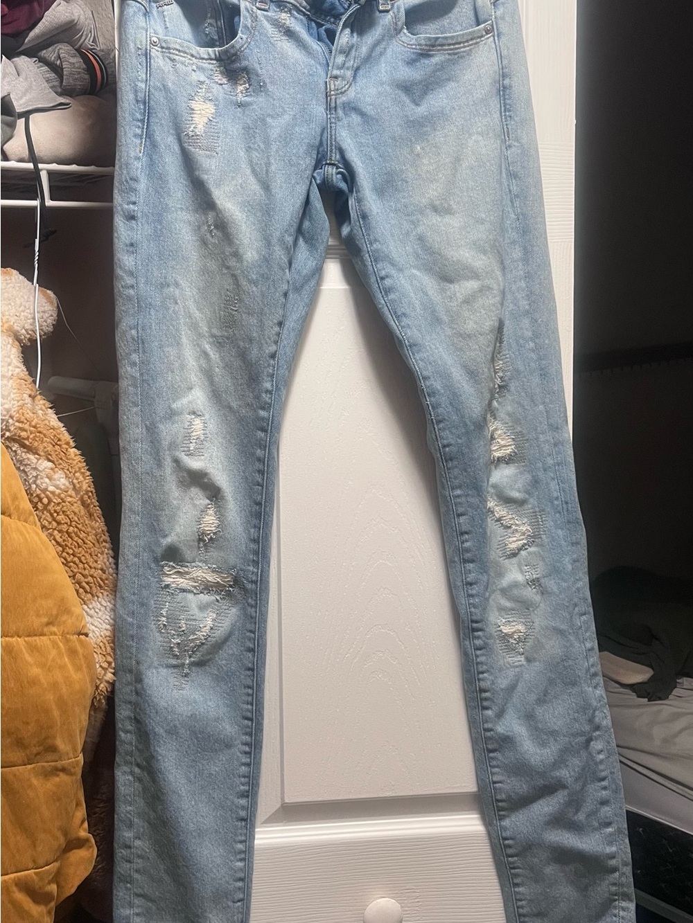 G-Star Light Blue Distressed Skinny Jeans